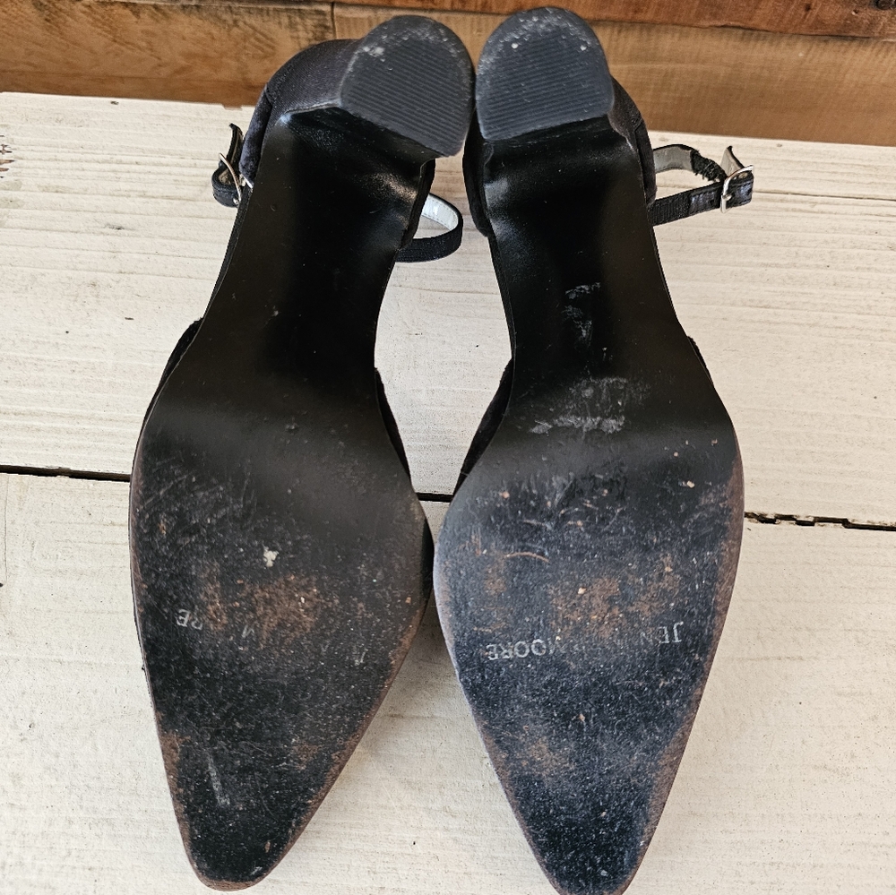 Jennifer Moore black satin & velvet strappy heels size 6 - Picture 8 of 12